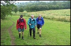 Mick, Peter and Barry walking from Colwall Station towards the 